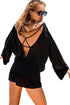 Sexy Black Oversize Bodice Long Sleeve Hollow-out Back Romper